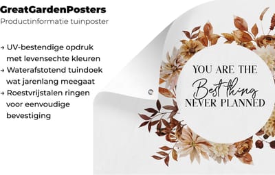 Tuindecoratie Vriendschap - Vrienden - Quotes - Spreuken - You are the best thing never planned - 60x40 cm - Tuinposter - Tuindoek