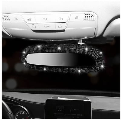 Allecto - Bling Strass Achteruitkijkspiegel Afdekking - Glitter Decoratie - Zwart - Auto-Interieuraccessoires - Voor Vrouwen