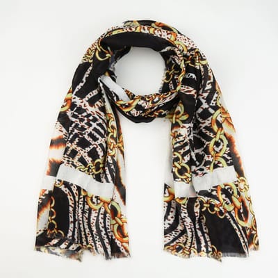 Michelle Bijou - Sjaal - Dieren print met chains - Black