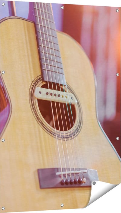 Gards Tuinposter Gitaar bij het Podium - 80x120 cm - Tuindoek - Tuindecoratie - Wanddecoratie buiten - Tuinschilderij