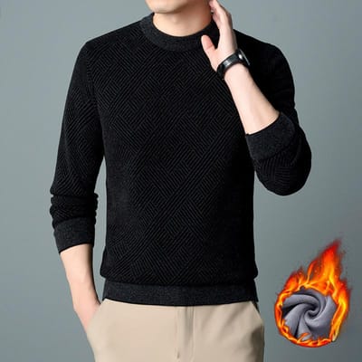 Heren ronde hals trui met fleece verdikt mode casual vest dad suit casual allround ronde hals 4XL