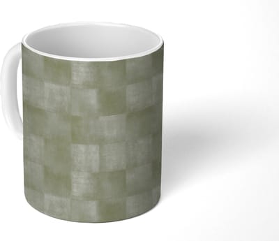 Mok - Koffiemok - Vlakken - Rustiek - Groen - Mokken - 350 ML - Beker - Koffiemokken - Theemok