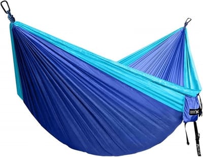 Dubbele Hangmat - Kampeerhangmat Tuin - Ontspannen Buiten - Lichtgewicht Draagbaar - 300 cm x 198 cm - Lichtblauw Marine