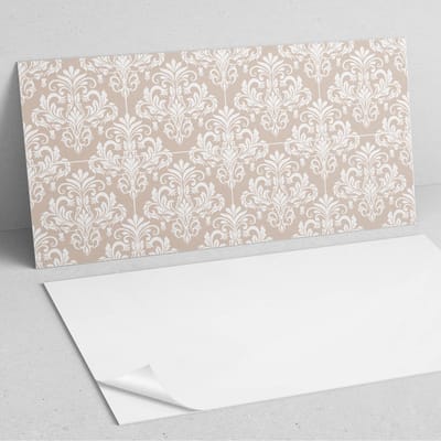 Coloray Wandpanelen Zelfklevend - Elegant plantenpatroon PVC Wandpaneel - 100 cm x 50 cm - Beige Wandbekleding Zelfklevend - 1 stuk - Mozaïeken Wandpanelen Zelfklevend - Wandpanelen Keuken - Wandpaneel Badkamer
