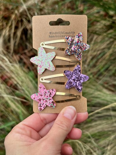 Haarspeldjes voor meisjes - Haaraccessoires meisjes - Haarspeldjes voor meisjes en baby's - Haarknipjes - Haarclips - Handgemaakte haaraccessoires – Haaraccessoires Kerst – Glitters – Kerst – Haarspeldjes sterren glitters