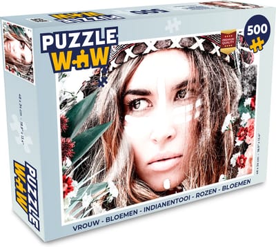 Puzzel Vrouw - Bloemen - Indianentooi - Rozen - Bloemen - Legpuzzel - Puzzel 500 stukjes