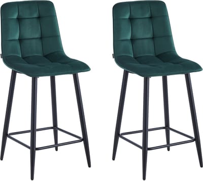 Colenis® - Luciano Barstoel - Set Van 2 - Groen - Fluweel - Velvet - Design