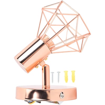 Zwenkarm Wandlamp 350 Graden Draaibare Kooi Lampenkap IJzer E14 Wandlamp Houder voor Roségoud 85?265V beige