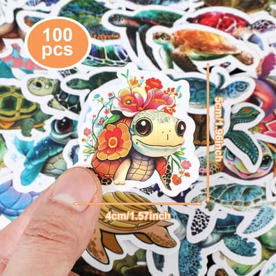 100 stuks kleurrijke zeedierenstickers - waterdicht en schattig - voor plakboek, skateboard en laptop - geschikt voor kinderen, meisjes, tieners en volwassenen.