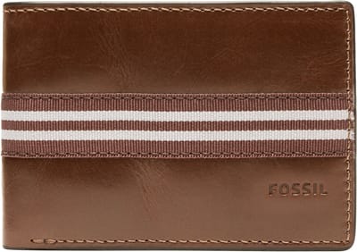 FOSSIL Leren Kaarthouder Portemonnee Jared Front Pocket Wallet Bifold Medium Brown Bruine