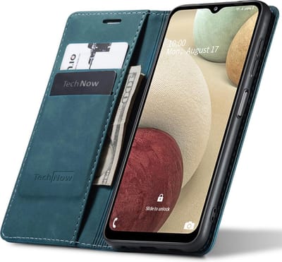 Hoesje geschikt voor Samsung Galaxy A12 - Book Case Leer Slimline Blauw
