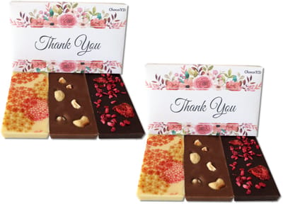 Bedankt cadeau (set van 2 chocolade dozen) - Thank you gift - Chocoladecadeau voor Juf, Meester, collega - Dag van de zorg cadeau - Fairtrade Chocolade - Brievenbuspakket - Handgemaakte chocolade