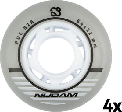 Nijdam Inline Skate Wielen Set - 64x24 mm - 4st - Zilver/Wit