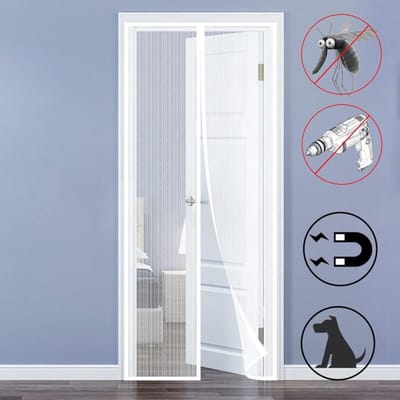 Magnetisch raamhor 110x210 cm – Installatie zonder boren – 32 magneten geschikt voor automatische sluiting – geschikt voor geschikt voordeuren en terrassen