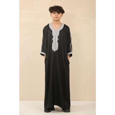 Kinderjongens zwarte Marokkaanse Thobe Jubba Robe Eid Djellaba Gandoura