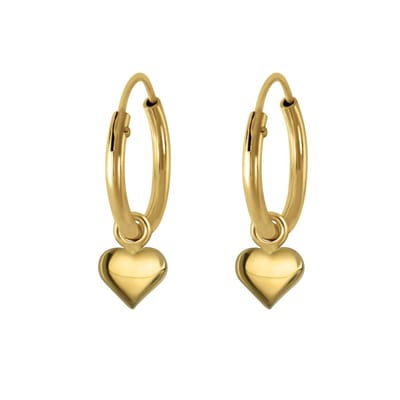 WeLoveSilver - oorringen met hartje - goud verguld - 925 zilver