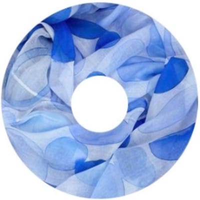 Dunne Colsjaal - Print - Blauw/Ecru - 80 x 50 cm (20306#)