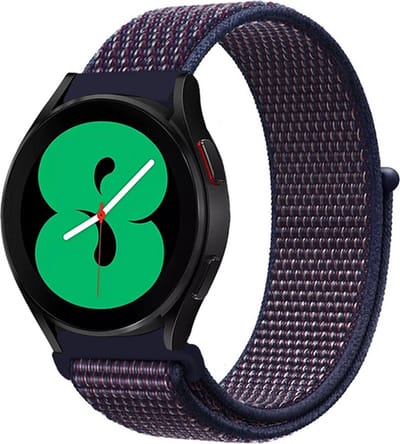 By Qubix - Geschikt voor Garmin bandje - Sport Loop nylon bandje - Navy / donkerpaars gemêleerd - Geschikt voor Garmin Vivoactive 6 / 5 / 3 - Smartwatch bandje 20mm