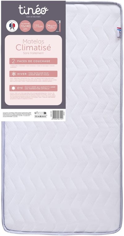 Babymatras met airconditioning - 70 x 140 cm - Dikte 11 cm - TINEO