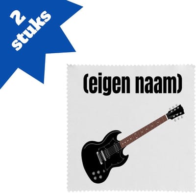 Akyol - zwarte elektrische gitaar met eigen naam brillendoekjes - Gitaar - muziek liefhebbers - gitaristen - gitaar liefhebbers - verjaardag - cadeau - kado - 17,8 bij 17,8 cm - 2 stuks