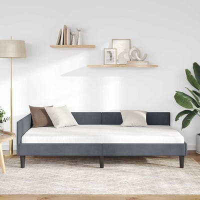 vidaXL - Hoek - Bed - Frame - Donkergrijs - 80 - x - 200 - cm - Fluweel