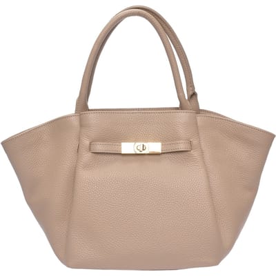 Roberta M Beige Rundleer Tas
