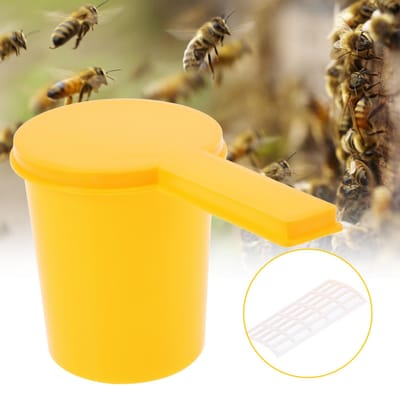 2 stuks Bijenhouder Honing Ingang Water Drinkbak Bijen Voeder Fles Set Kom Gereedschap yellow