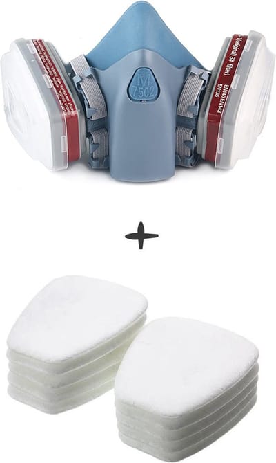Rekx® Halfgelaatsmasker - 10 verwisselbare luchtfilters - Gasmasker - Herbruikbaar - Blauw