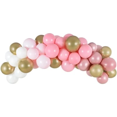 Partydeco - DIY Kit Ballonboog - Roze en Goud (2m, 60 ballonnen)