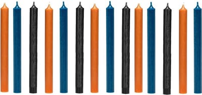 Cactula | dinerkaarsen 19,5 cm | Bold Interieur | Cognac Zwart Donkerblauw 15 stuks