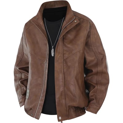 Herfst Amerikaans Werkjack Retro Kort Leren Jack High Street Heren Oud Design Jack 7XL black