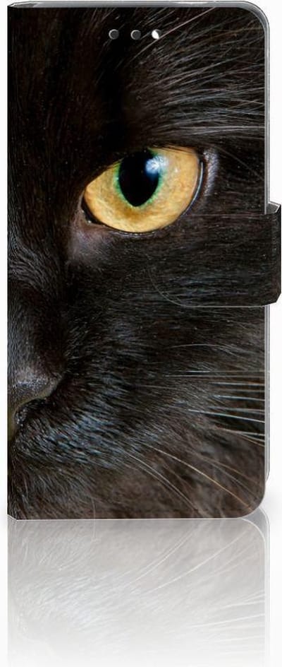 Nokia 3.1 (2018) Telefoonhoesje met Pasjes Zwarte Kat