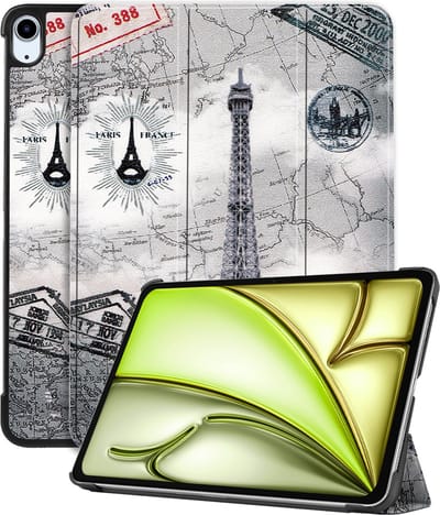 Hoes - Geschikt voor Apple iPad Air (2024/2025/2026) - 11 inch - Dun & Stevig - Trifold Bookcase - Hard Cover - Hardcover Book Case - Tablet Hoesje - Eiffeltoren