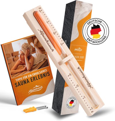 Sauna Zandloper 15 Minuten - Natuurlijke Houten Klok met Veiligheidsglas - Excl. Handdoek en Montageaccessoires