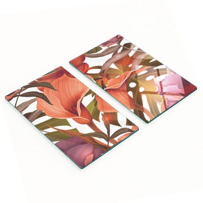 Keukenplanken van gehard glas met tropische bloemenprint, 2x30x52 cm