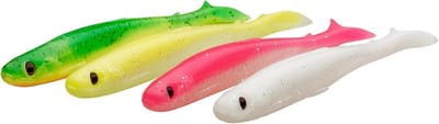 Slender Scoop Shad Mix – 4-Pack – 13 cm – Helder Water – Baars – Snoekbaars – Snoek – Vis Aas – Groen – Zilver – Donker Water