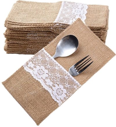 Allecto - Jute Bestekzakken - Vintage Tafel Decoratie - 40 Stuks