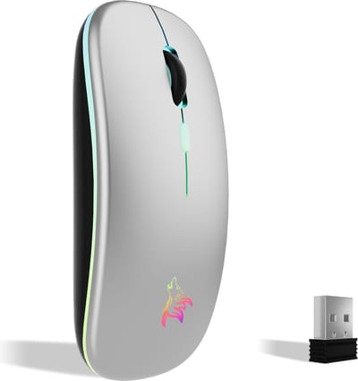 StayPowered Draadloze Muis - Ultieme Precisie en Comfort - 2,4 GHz & Bluetooth - 1600 DPI - LED-Verlichting - Ergonomisch Design - Oplaadbaar - Lange Standby - Wit - Levering Sneller dan Aangegeven!