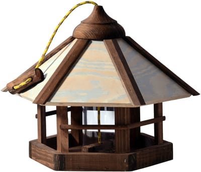 Dailygoods- Vogelvoederhuisje met voedersilo - Houten Vogelvoederstation - Weerbestendig - 35 x 35 x 29 cm - Hangend - Aantrekkelijk design - Vogelhuis