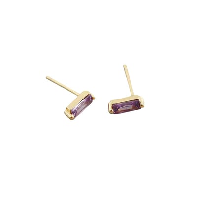 YOLA Stud Oorbellen | Paars/Goud | 7,8 x 3 mm | 925 Silver