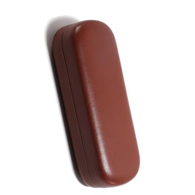 KZQ Hard Case-brillenkoker-PU leren brillenkoker-harde brillenkoker-draagbare bescherming-16 x 6,4 x 3 cm (bruin)