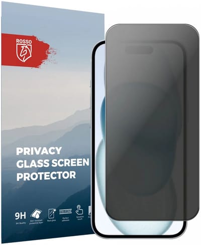 Rosso Privacy Screen Protector Geschikt voor de Apple iPhone 15 - 9H Gehard Glas - Case Friendly Tempered Glass - Eenvoudige Installatie
