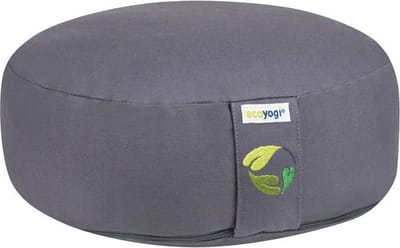Meditatiekussen Ecoyogi Grijs Laag 11 cm x 30 cm (Hoogte x Diameter) – Wasbare Buitenhoes – Aanpasbare Boekweit Vulling - 100% Gecertificeerd Biologisch Katoen | GOTS Gecertificeerd - Duurzaam Yoga zit kussen – Yogakussen