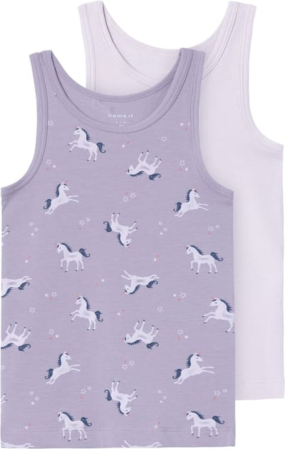 name it NMFTANK TOP 2P LAVENDER UNICORN NOOS Meisjes Onderhemd - Lavender Aura - Maat 86