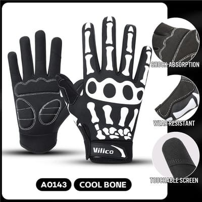 Gants Griffes de Fantôme Crâne Halloween Accessoires Maquillage Effrayant Naturelité Fournitures de Festival Gants Rembourrés pour Vélo L black