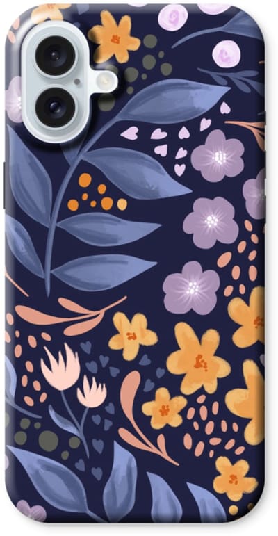 Case Company® - Hoesje geschikt voor iPhone 16 Plus hoesje - Flowers with blue leaves - Tough Case - Maximale Bescherming alle Kanten en Schermrand