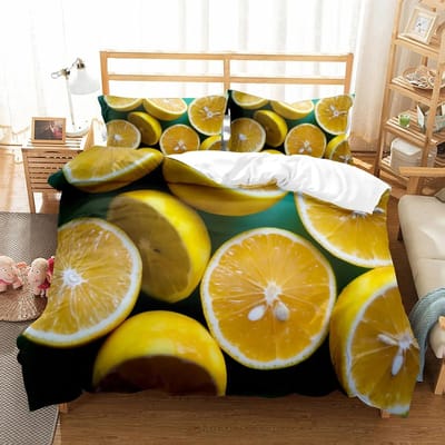 Citroen Dekbedovertrek Set Vers Fruit Patroon Dekbedovertrek Tweepersoons Eenpersoons Kingsize Voor Kinderen Tieners Volwassenen Beddengoed Set Dekbedovertrek 70x133cm