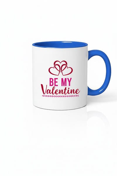 Valentijn Mok 'Be My Valentine' met Harten | Romantisch Blauw-Wit Keramiek Cadeau