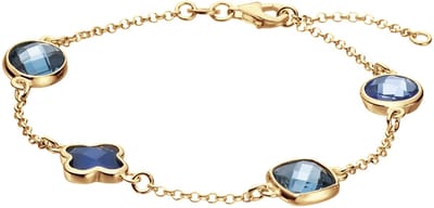 Glow 104.8620.19 Armband - Sieraad - Dames - Schakelarmband - Zilver - Goudkleurig - 925 Zilver - 9 mm breed - 19 cm lang