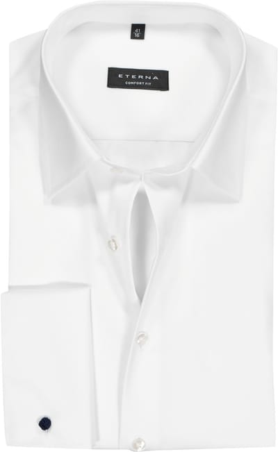 ETERNA comfort fit overhemd - dubbele manchet - niet doorschijnend twill heren overhemd - wit - Strijkvrij - Boordmaat: 40 (EU maat: M)